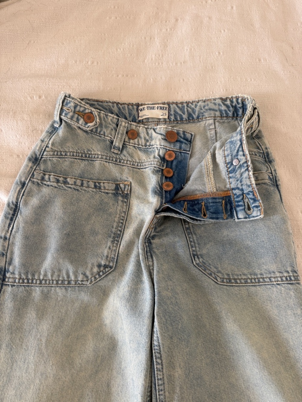 Free People Light Wash Wide-Leg Jeans - Picture 3 of 5